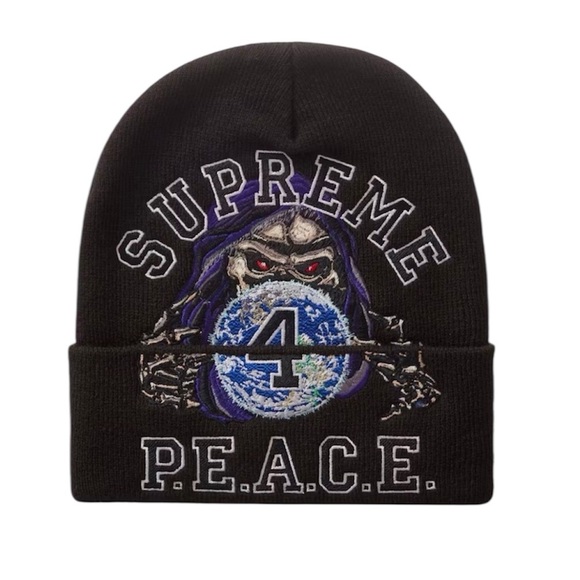 Supreme Other - Supreme Black P.E.A.C.E. Skull Beanie New